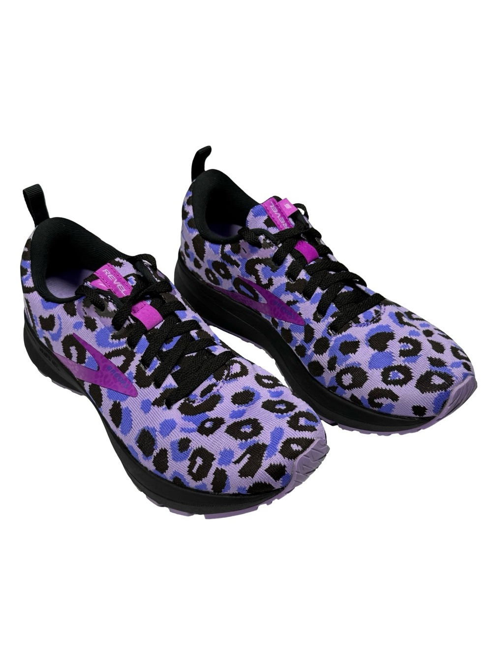 Brooks Revel 5 Womens 7.5 B Purple Leopard Running Shoes Sneakers 1203611B567